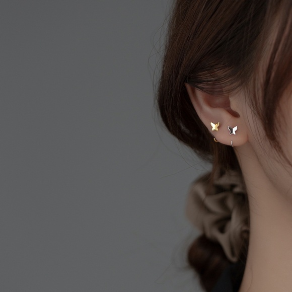 Sterling Silver Butterfly Earrings in Wrap Around Style - Picture 6 of 6